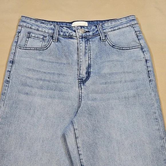 Wisteria Lane‎ Wide Leg Cuffed Womens Size Medium High-Rise Stretch Light Wash
